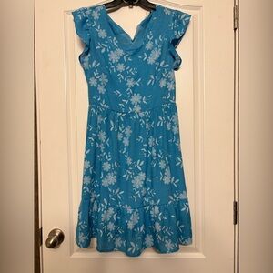 Cato Blue Casual Sundress with Flutter Cap Sleeves